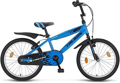 Talson 20 Zoll Kinderfahrrad inkl. Reflektoren, Schutzblech und weiterem Zubehör Mädchen Jungen Fahrrad (Blau) von Talson
