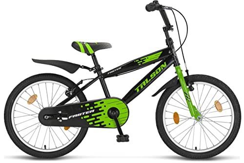 Talson 20 Zoll Kinderfahrrad inkl. Reflektoren, Schutzblech und weiterem Zubehör Mädchen Jungen Fahrrad (Schwarz-Grün) von Talson