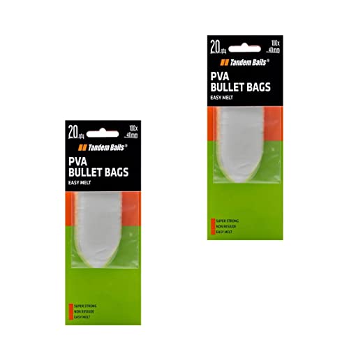 Tandem Baits 2er-Pack PVA-Bullet Bags Netz PVA-Beutel für Boilies Super Stark | PVA-Schlauch Wasserlöslich | Futterschlauch für Köder | Karpfenzubehör Profis & Hobby-Angler 100 x 40 mm von Tandem Baits