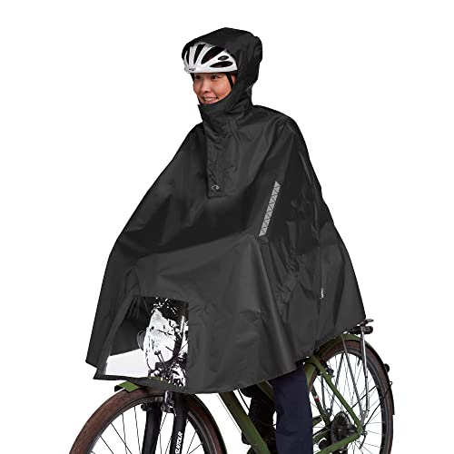 Tatonka Bike Poncho M - Wasserdichter Fahrrad-Poncho mit Kapuze, Sichtfenster für das Fahrradlicht, Reflektoren und Eingriffen für die Hände - Größe M (black) von Tatonka
