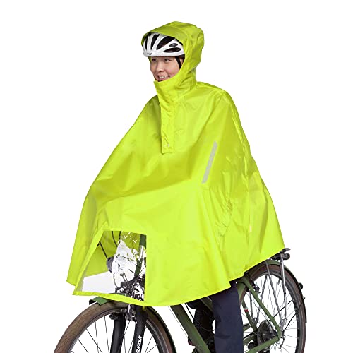 Tatonka Bike Poncho M - Wasserdichter Fahrrad-Poncho mit Kapuze, Sichtfenster für das Fahrradlicht, Reflektoren und Eingriffen für die Hände - Größe M (safety yellow) von Tatonka