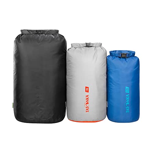 Tatonka Packbeutel Dry Sack Set 3 (10l / 18l / 30l) - Drei wasserdichte Packsäcke mit Rollverschluss und Steckschließe - Aus recyceltem Polyester - 10, 18 und 30 Liter Volumen (verschiedenfarbig) von Tatonka