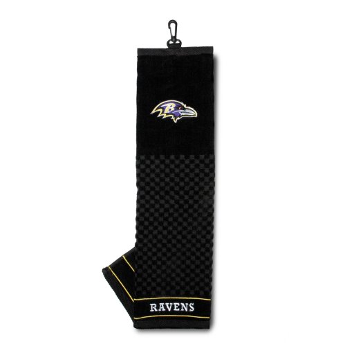 TEAM GOLF NFL Baltimore Ravens Besticktes Golf-Handtuch, Besticktes Golf-Handtuch, Kariertes Scrubber-Design, gesticktes Logo von Team Golf