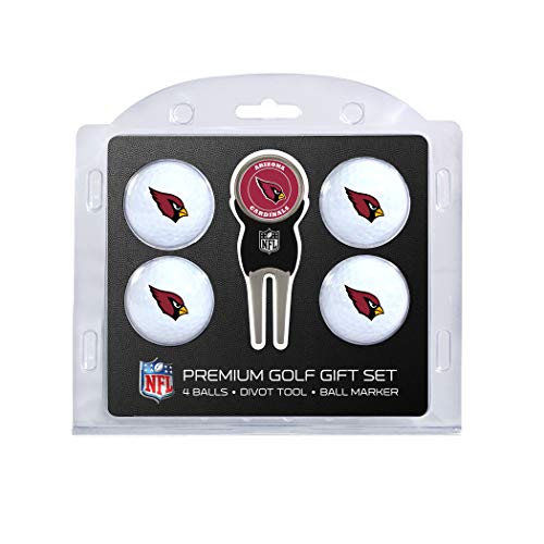 Team Golf NFL Arizona Cardinals 4 Golfbälle und Pitchgabel-Set, reguläre Größe, Golfbälle (4 Stück) & Pitchgabel mit abnehmbarem doppelseitigem Magnetmarker von Team Golf