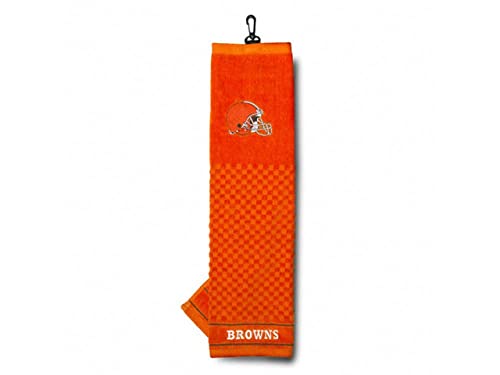 Team Golf NFL Cleveland Browns Besticktes Golf-Handtuch, Besticktes Golf-Handtuch, Kariertes Scrubber-Design, gesticktes Logo von Team Golf