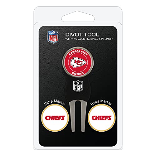 Team Golf NFL Kansas City Chiefs Divot Tool with 3 Golf Ball Markers Pack, Markers Are Removable Magnetic Double-Sided Enamel von Team Golf