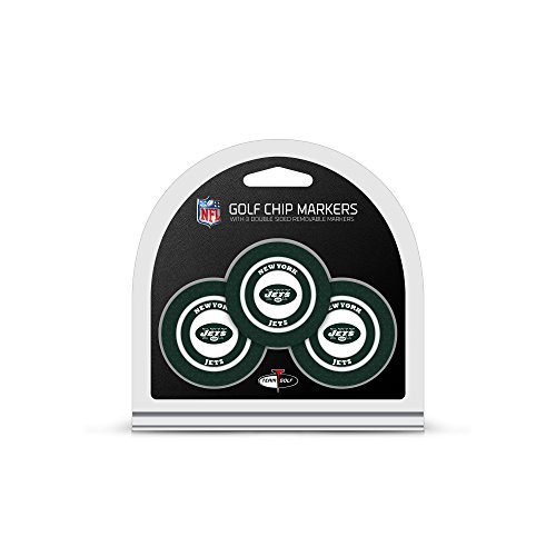 Team Golf NFL New York Jets Golfballmarker, Poker-Chip-Größe mit kleineren, doppelseitigen Emaille-Markern, 3 Stück von Team Golf