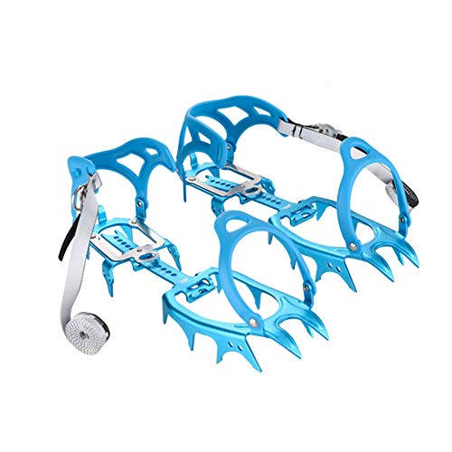 Tentock Outdoor Ultraleicht 14 Zähne Klauen Steigeisen für Wanderschuhe - Aluminiumlegierung Spikes für das Bergsteigen(blau) von Tentock