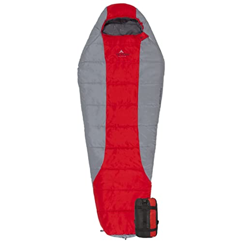 TETON Erwachsene Tracker-15˚C / +5˚F Ultraleicht Schlafsack, Rot/Grau, One Size von TETON Sports