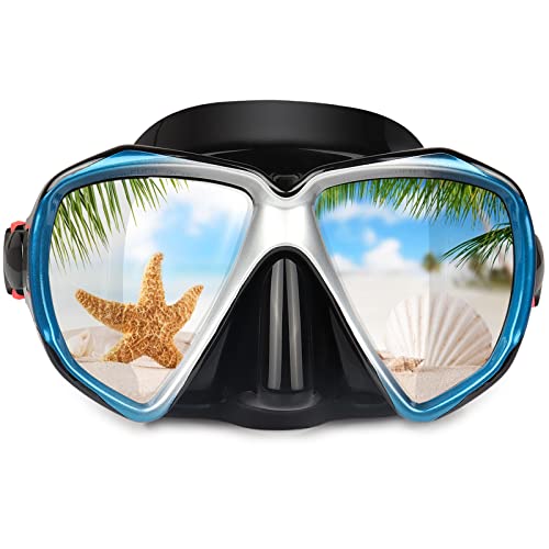 Taucherbrille für Erwachsene mit Anti-Nebel Schnorchelmaske, Schwimmmaske gehärtetem Glas und Nasenabdeckung zum Schnorcheln und Schwimmen (Blau) von EXP VISION