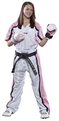 T-Shirt mit V-Ausschnitt zum Kickboxen „Kickboxjacke Mesh“ - Weiss-pink, Gr. S von TOP TEN
