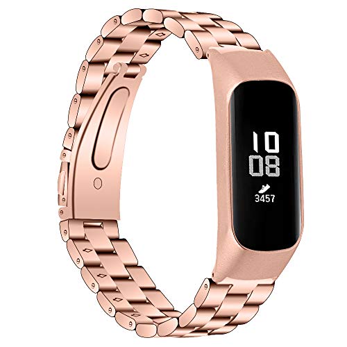 TopTen Edelstahl Metall Uhrenarmband Ersatz Armband Kompatibel für Samsung Galaxy Fit E SM-R375 Activity Tracker (Roségold) von TopTen