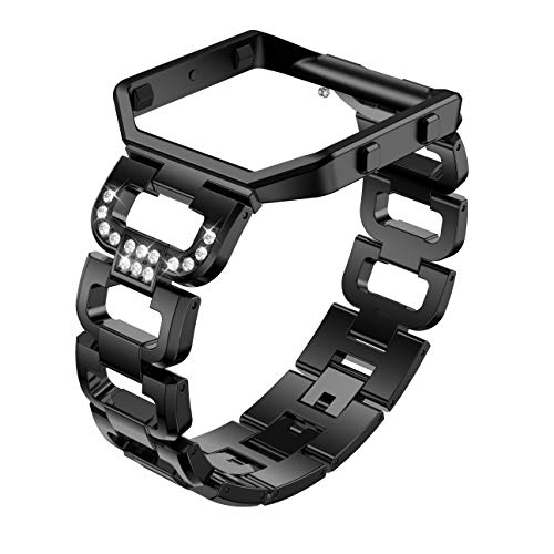 TopTen Edelstahl Uhrenarmband mit Rahmen kompatibel für Fitbit Blaze Smartwatch, Armband Ersatz Zubehör Verstellbares Armband von TopTen