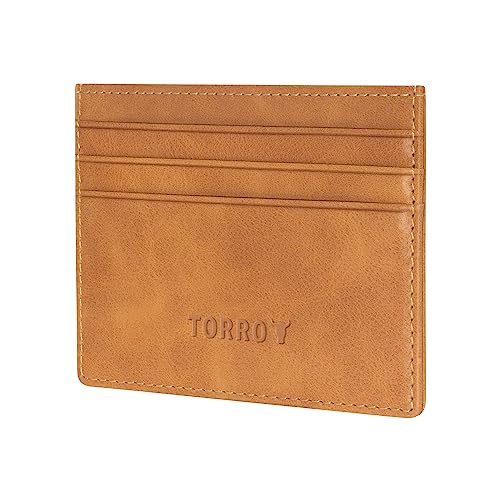 TORRO Kartenhalter- Kreditkartenhalter aus echtem Leder, Slim Wallet, kompatibel mit kontaktlosen Transaktionen (Hellbraun) von TORRO