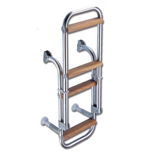 Trem 3 Wood Steps Stainless Steel Ladder Silber 28.5 x 57-81 cm von Trem