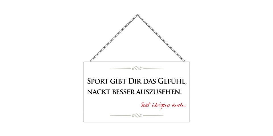 Trend Line Dekofigur Schild mit Spruch Sport & Sekt, 23 x 13 cm mit von Trend Line