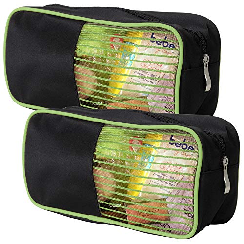 Kosmetiktasche mit Sichtfenster schwarz-grün Doppelpack 25x8x12cm Reißverschluss sehr leicht und wasserabweisend Trendyshop365 von Trendyshop365