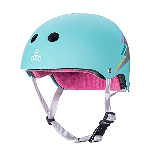 Triple Eight Unisex-Erwachsene Sweatsaver Helm – Zertifiziert Fahrrad-und Skateboardhelm, Blaugrünes Hologramm, Small/Medium von Triple Eight