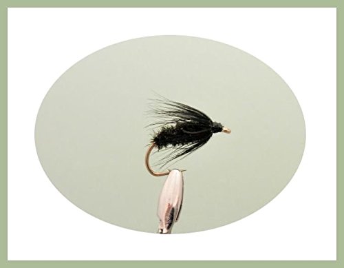 12 Stück Wet Schwarz und Peacock Spider Angeln Fliegen. Verschiedene Größen 10, 12 von Troutflies UK Wet Flies