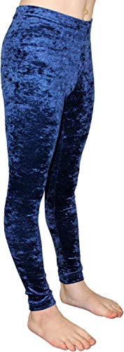Leggings Turnhose aus bi-elastischen Crash Samt in Dunkelblau oder Schwarz Farbe Dunkelblau, Größe 152 von Turnanzug-GymStern
