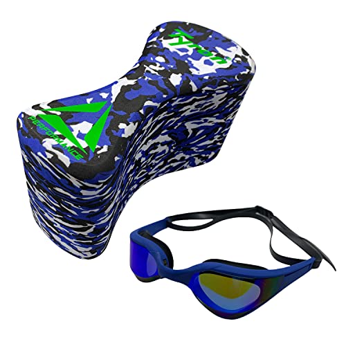 Tyron Schwimmsport Bundle - Pull-Bouy Elite (tricolour) für das Schwimmtraining + Schwimmbrille Performance Predator (blau) von Tyron