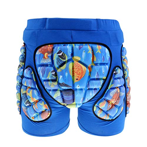 Deluxe gepolsterte Eiskunstlauf-Shorts für Kinder, Jungen und Mädchen, 3D-Schutzpolster für Hüfte, Steißbein und Hintern (Blau, M) von U/D
