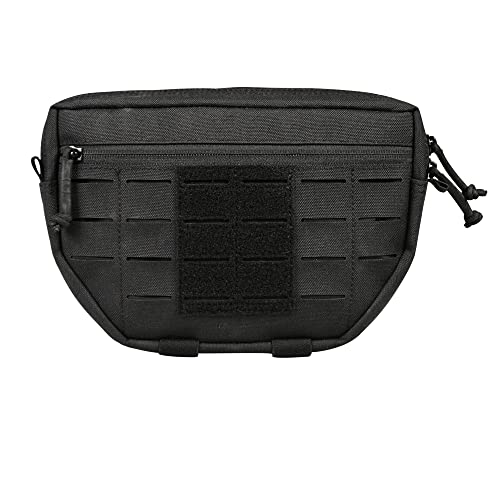 Taktische Tasche Fronttasche mit Klettverschluss befestigen 3 Farbe Admin Webbing MOLLE System Tasche mit Doppel-Reißverschluss Dump Beutel mit Mesh-Tasche Gummiband innen 9 "×5.9 "×1.3"(Shwarz) von ULIONTAC
