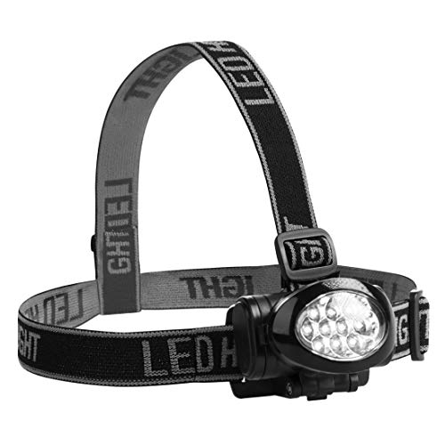 Ultrasport 10 LED Stirnlampe, multifunktionale Kopfleuchte, neigbarer Lampenkopf, elastisches Kopfband, Sportlampe zum Laufen, Angeln uvm., Outdoor-Kopflampe mit 3 Leuchtstufen, inkl. Batterien von Ultrasport