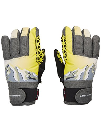 Ultrasport Kinder Advanced Rocky Ski-Handschuhe, Schwarz/Grau/Weiß/Neon, 12-14 Jahre von Ultrasport