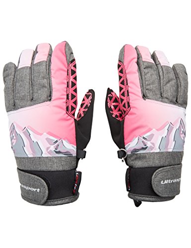 Ultrasport Kinder Advanced Rocky Ski-Handschuhe, Schwarz/Grau/Weiß/Pink, 12-14 Jahre von Ultrasport