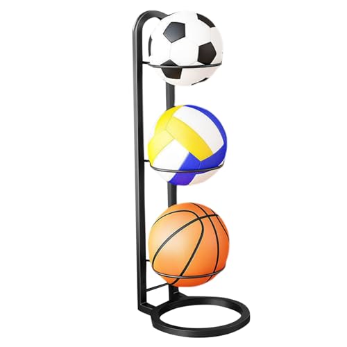 Basketballhalter, 3 Schicht Kohlenstoffstahl -Basketballregal, vertikaler Ballhalter, Hochleistungs -Basketballstand für Home Ball -Lagerung von Unicoco