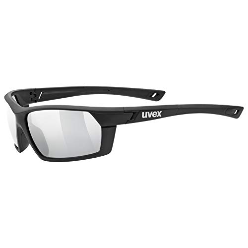 uvex sportstyle 225 - Sportbrille für Damen und Herren - verspiegelt - druckfreier & perfekter Halt - black matt/silver - one size von Uvex