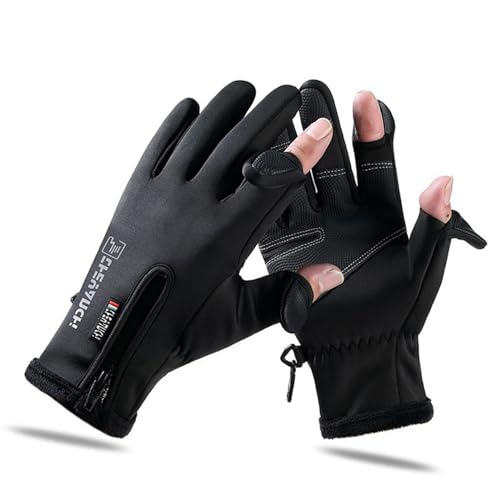 Winter-Angel-2-Finger-Flip-Handschuhe, wasserdichte, gepolsterte Winter-Fahrradhandschuhe für Männer und Frauen, rutschfeste Touchscreen-Handschuhe mit Reißverschluss zum Laufen (M(10*23,5cm)) von VADO VLTRA