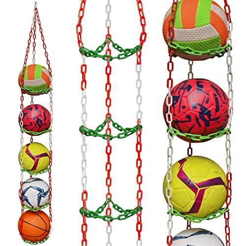 Vailantes Universal-Ballhalter für Basketball, Fußball, Volleyball - Ballaufhänger - Aufbewahrung von Sportgeräten - Präsentation von Bällen an der Wand – Rot Weiß Grün von Vailantes