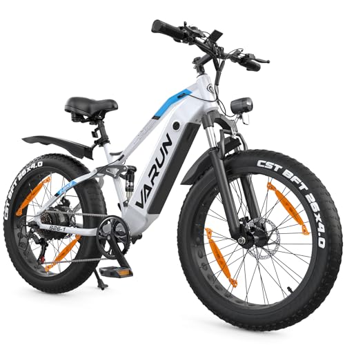 VARUN E Bike, 26" *4.0" E-Fatbike für Erwachsener mit 250W Motor 25KM/H, 48V 16Ah Akku, E-Mountainbike Herren Damen mit Shimano 7-Gänge, LCD-Display, E Bike Mountainbike Bis zu 100KM von VARUN