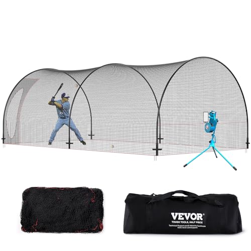 VEVOR Baseball-Schlagkäfig-Netz mit Rahmen und Netz 6,7 x 3,6 x 2,4 m, Baseballkäfig-Netz zum Schlagen und Aufstellen, Baseballnetz, Schlagkäfig für Jugendliche oder Erwachsene Schwarz Hinterhof von VEVOR