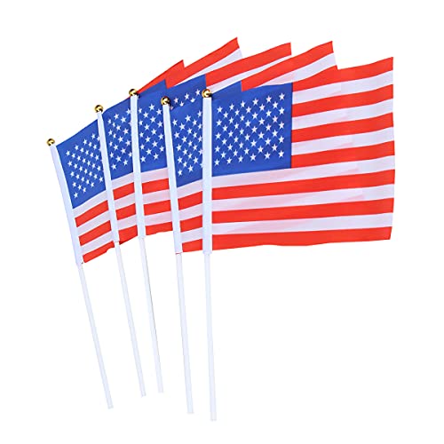 VORCOOL 24 Stücke Amerikanische Hand Fahnen Mini USA National Land Hand Flagge für Paraden Scout Truppen Rückkehr 5,5"x 10,2" von VORCOOL