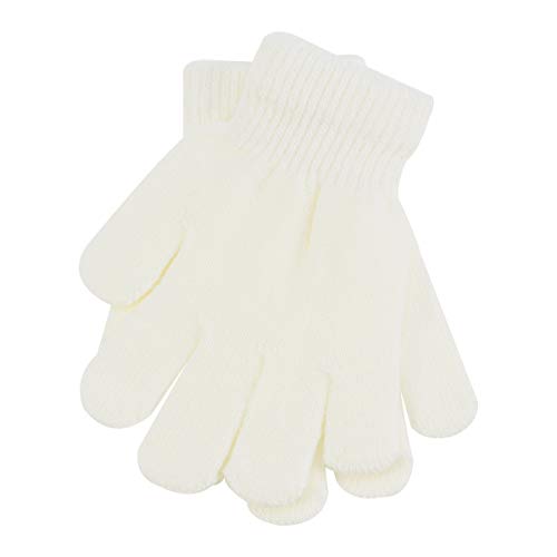 VORCOOL Kinderhandschuhe Herbst- und Wintermodelle gestrickt Volltonfarbe fünf Finger warme Handschuhe 4-12 Jahre alt (weiß) von VORCOOL