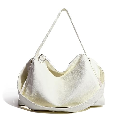Valleycomfy Handtasche Damen Groß Shopper Tasche Leder Mode Shopping Bag mit 2 Gurte, Weiß von Valleycomfy