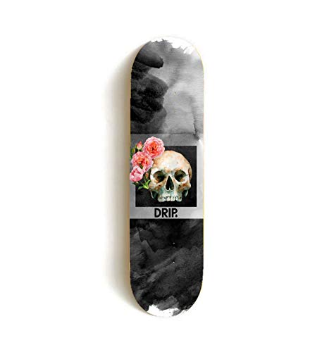 DRIP Skateboards - Rose Skull Skateboard Deck (versch. Breiten) + Griptape & Sticker/Hochwertiger Canadian Maple! 7.75" / 8.00" / 8.125" / 8.25" / 8.50" (8.50) von Vamos Skateboards