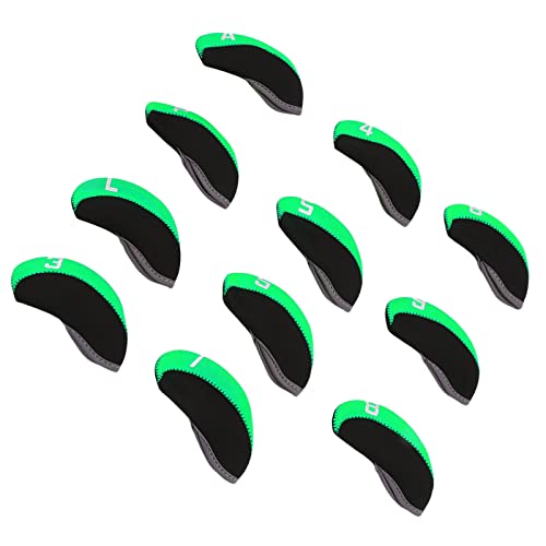 Verdant Touch Golfschläger-Kopfschutz, Neopren, Golfschlägerkopfhüllen-Set, nummerierte Golfschläger-Kopfschützer für Outdoor-Plätze, grün, 11 Stück von Verdant Touch