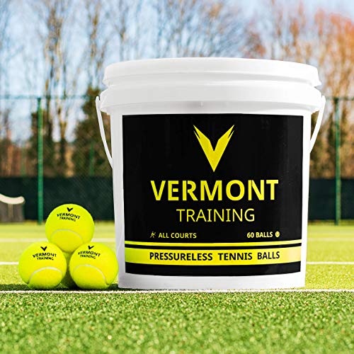 Vermont Trainingsbälle Tennis [60er-Eimer] - drucklose Tennisbälle - perfekt für Tennis Trainer (60 Bälle + Eimer) von Vermont