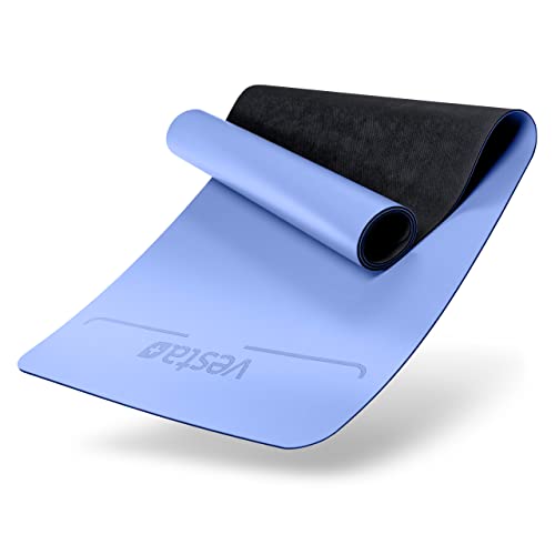 Vesta+ Premium Naturkautschuk Yogamatte - Ultra Rutschfest mit Optimaler Dämpfung - 100% Weichmacherfrei & Hautfreundlich - Inklusive Fitness App - Perfekt für Yoga, Gymnastik, Fitness & Mehr (Blau) von Vesta+