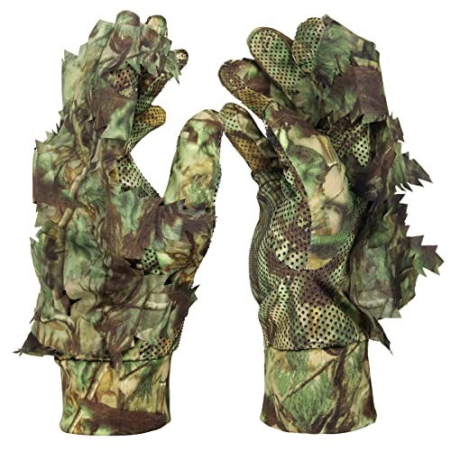 VicBre 1 Paar 3D Leaf Camo Handschuhe Anti Rutsch Vollfinger Jagdhandschuhe von VicBre