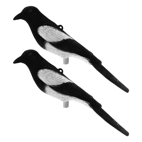 VicBre 2 Stück Künstliche Elster Lockvögel beflockte Köder Magpie Decoy Birds für die Jagd Haus Garten Dekoration von VicBre
