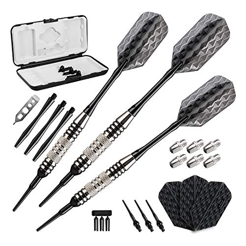 Viper Bobcat Adjustable Weight Soft Tip Darts with Storage/Travel Case: Nickel Silver Plated, Black Rings, 16-19 Grams von Viper