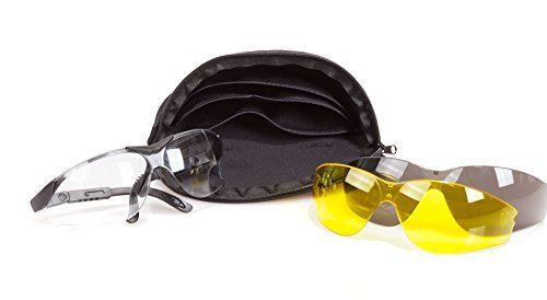 Viwanda Schutzbrille mit austauschbaren Gläsern (Klar/Grau/Gelb) und Tasche von Viwanda