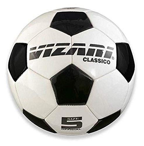 Vizari Classico Fußball Ball - Klassisch in Weiß/Schwarz - Trainingsball Fussball mit 32-er Muster - Steppnaht Technologie - Weiß, Schwarz - Größe 5 von Vizari