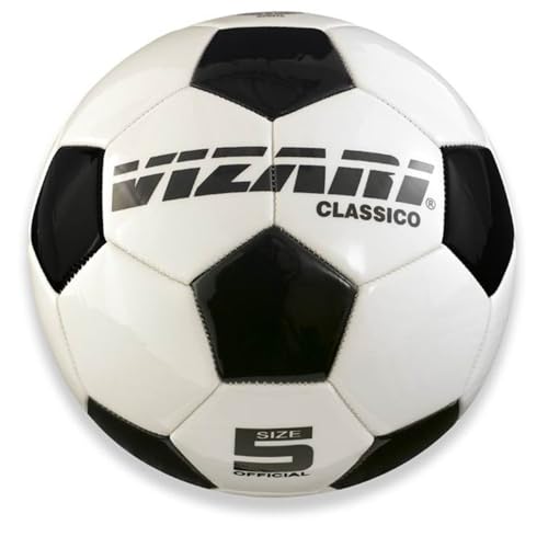 Vizari Classico Fußball Ball - Klassisch in Weiß/Schwarz - Trainingsball Fussball mit 32-er Muster - Steppnaht Technologie - Weiß, Schwarz - Größe 4 von Vizari