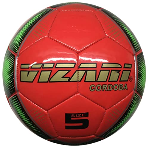 Vizari Sports Cordoba Fußball Ball - Trainingsball Fussball mit Einzigartigem Aufdruck - Fußball für Kinder & Erwachsene - In 5 Farben Erhältlich - Fussball - Rot - Größe 3 von Vizari